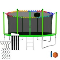 CITYLE Trampoline 12FT Trampoline with Enclosure for Adults and Kids, 1200LBS Trampolines with Basketball Hoop, Outdoor Trampoline with Lights, Last Long