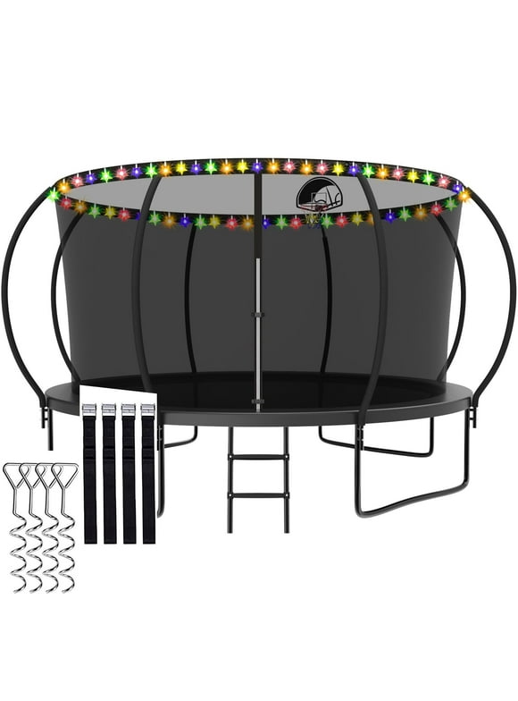 CITYLE Trampoline 1500LBS 12 14 15 16 FT Trampoline for Kids and Adults Trampoline with Enclosure Net, Wind Stakes, Basketball Hoop, Heavy Duty Recreational Trampolines