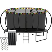 CITYLE Trampoline 1500LBS 12 14 15 16 FT Trampoline for Kids and Adults Trampoline with Enclosure Net, Wind Stakes, Basketball Hoop, Heavy Duty Recreational Trampolines