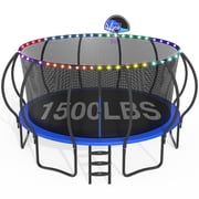 CITYLE Trampoline 1500LBS 12 14 15 16 FT Trampoline for Kids and Adults with Lights, 16FT Trampoline with Enclosure Net, Basketball Hoop, Heavy Duty Trampolines Outdoor