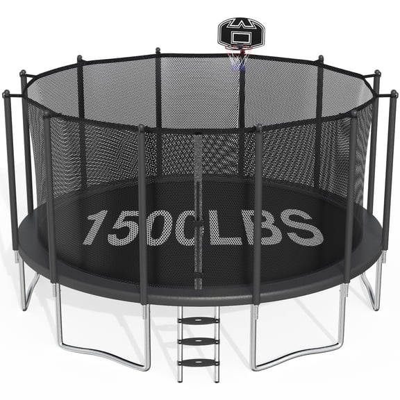 CITYLE Trampoline 16FT Trampoline for Adults and Kids, 1500LBS Outdoor Trampolines with Basketball Hoop and Enclosure Net, Heavy Duty Trampoline, Easy to Install & Last Long, Birthday Gift