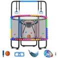 thumbnail image 1 of CITYLE Trampoline for Kids, 5FT Toddler Trampoline with Lights, Basketball Hoop, Swing, Adjustable Bar, Indoor Outdoor Mini Trampoline with Enclosure Net, Gifts for Toddlers, Boys & Girls Age 1-8, 1 of 8