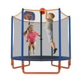 thumbnail image 1 of CITYLE Trampoline for Kids, No Gap Design 600LBS 66'' 5.5FT Toddler Trampoline Indoor Outdoor with Basketball Hoop, Mini Small Trampoline with Enclosure, Christmas Gifts for Toddlers, Boys & Girls, 1 of 8