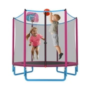 CITYLE Trampoline for Kids, No Gap Design 600LBS 66'' 5.5FT Toddler Trampoline Indoor Outdoor with Basketball Hoop, Mini Small Trampoline with Enclosure, Christmas Gifts for Toddlers, Boys & Girls