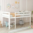 thumbnail image 1 of CITYLE Twin Size Low Loft Bed with Built in Ladder, Wooden Twin Loft Bed for Kids Junior, Full-Length Guardrails, Space Saving Design, No Box Spring Needed, White, 1 of 7