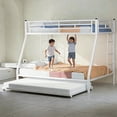 thumbnail image 1 of CITYLE Twin over Full Bunk Bed with Trundle, Metal Triple Bunk Bed for Teens and Adults with 2 Bulit-in Side Ladders, Noise Free, Easy Assembly, White, 1 of 7