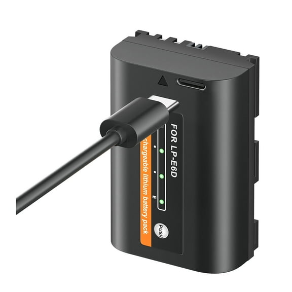 CITYORK 1 Pack Canon Camera Battery LP-E6,2600mah LP-E6N Canon Battery Charger USB C for Canon EOS R 6D 7D 60D 70D 80D 90D, 5D Mark II III IV, 6D Mark II, 7D Mark II, 5DS R, XC10 XC15 Camera