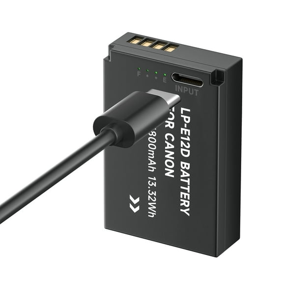 CITYORK 1 Pack LP-E12 LPE12 lp e12 Camera Battery Bulit-in USB for Canon M100D Kiss X7 Rebel SL1 EOS M10 M50 DSLR Cameras with USB-C Input