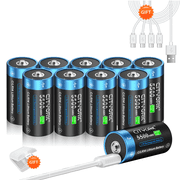 CITYORK 10 Pack 1.5V USB Rechargeable Lithium Batteries, Constant Output C Cell Li-ion Batteries, Fast Charging,5500mWh