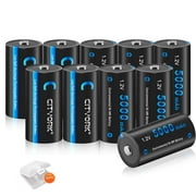 CITYORK 10 Pack 5000mAh 1.2V Ni-MH High Capacity C Size Rechargeable Batteries with 3 Pack Battery Case