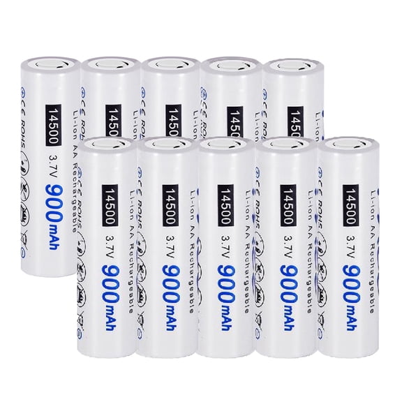 CITYORK 14500 Batteries, 10-Pack 900mAh 3.7V Lithium-ion Quick Charge Rechargeable High Capacity 14500 Battery for Flashlight ,Keyboard