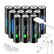 CITYORK 14500 Batteries, 12-Pack 700mAh Lithium-ion TYPE-C Quick Charge USB Rechargeable High Capacity 14500 Battery for Flashlight ,Keyboard