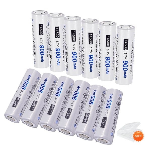 CITYORK 14500 Batteries, 12-Pack 900mAh 3.7V Lithium-ion Quick Charge Rechargeable High Capacity 14500 Battery for Flashlight ,Keyboard