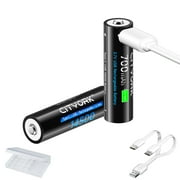 CITYORK 14500 Batteries, 2-Pack 700mAh Lithium-ion TYPE-C Quick Charge USB Rechargeable High Capacity 14500 Battery for Flashlight ,Keyboard