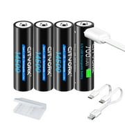 CITYORK 14500 Batteries, 4-Pack 700mAh Lithium-ion TYPE-C Quick Charge USB Rechargeable High Capacity 14500 Battery for Flashlight ,Keyboard