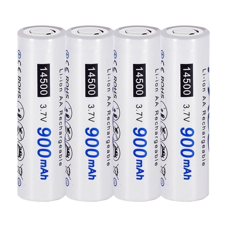CITYORK 14500 Batteries, 4-Pack 900mAh 3.7V Lithium-ion Quick Charge Rechargeable High Capacity 14500 Battery for Flashlight ,Keyboard