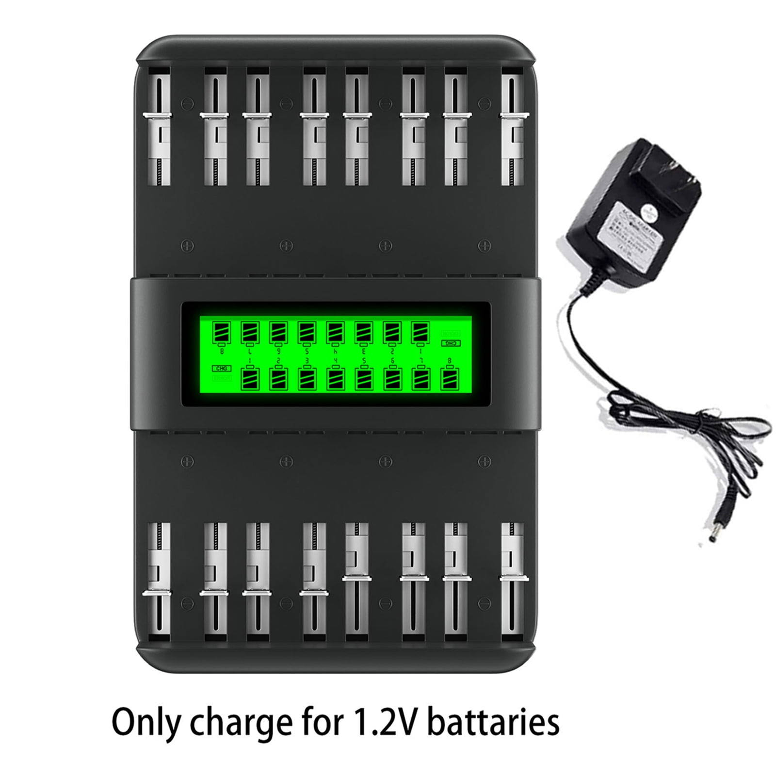CITYORK 16 Bay LCD Universal Battery Charger for 1.2V C D AA AAA Size Ni-MH Ni-CD Household Rechargeable Battery, Fast Charging
