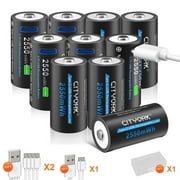 CITYORK 16350 CR123A Battery, 10-Pack 2550mWh 3.7V Lithium-ion TYPE-C Quick Charge USB Rechargeable CR123A Battery for High Intensity Flashlight, Home Safety, Security Devices (Not D Size Battery)
