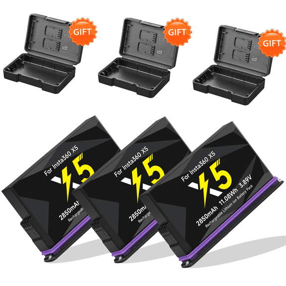 CITYORK 360 X5 Camera Battery(3 Packs) 2850mAh High Capacity Rechargeable Replacement Battery for Insta360 X5 Camera