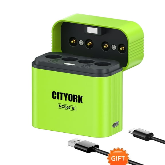 CITYORK 4 Bay 1.5V AAA Rechargeable Batteries Smart Charger,Quick Independent Battery Charger Storage Box for 1.5V Triple A Rechargeable Lithium Batteries