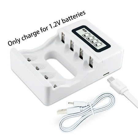 CITYORK 4 Bay Rechargeable Battery Charger with LCD Eye Protection Screen,Fast Charging for 1.2V AA AAA NiMH NiCD Rechargeable Batteries with Refresh Function with Charger