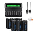 thumbnail image 1 of CITYORK 6 C Size High Capacity Low Self Discharge 1.2v Ni-MH Rechargeable Batteries with 8 Slots Intelligent Fast LCD Indicator USB Battery Charger For 1.2V AA AAA C D Size Ni-MH Batteries, 1 of 9