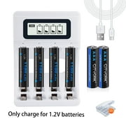 CITYORK 6 Pack AAA 1100mAh Rechargeable Batteries with High Capacity Low Self Discharge 1.2v Ni-MH Batteries with 4 Bay AA AAA Smart LCD Independent Slot Battery Charger