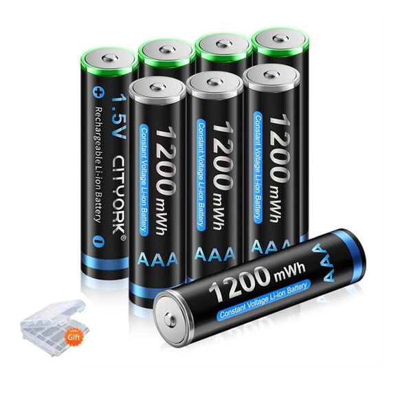CITYORK 8 Pack 1.5V Rechargeable AAA Lithium Batteries, Constant Output Triple-A Li-ion Batteries, Fast Charging,1200mWh