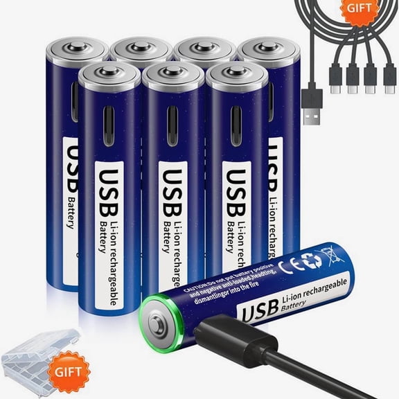 CITYORK 8 Pack AAA Rechargeable Batteries 1.5V High Capacity USB AAA Lithium Batteries 1110mWh with Battery Case for Solar Lights, Bike Light, Garden Lights, Solar Lamp, Radio, Mouse, Xbox