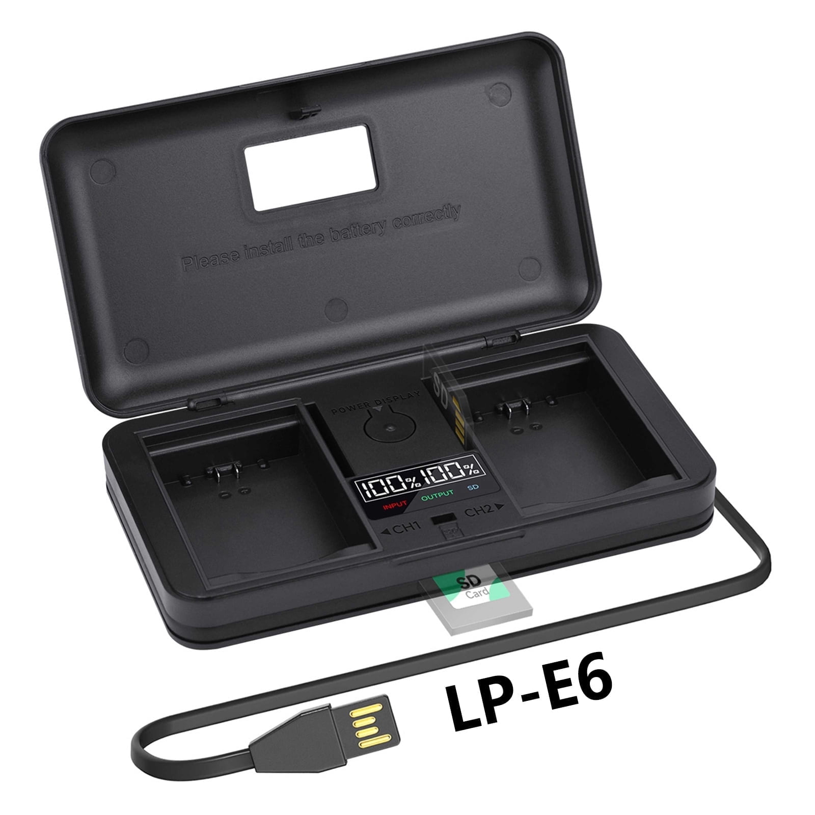 CITYORK 2-pack LP-E6 LP E6N vervangende batterij & USB LCD dubbele CITYORK 2-pack LP-E6 LP E6N vervangende batterij & USB LCD dubbele