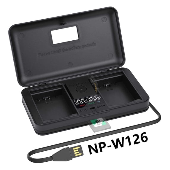 CITYORK Digital Camera Battery Charger NP-W126 LCD Multi-Functional Battery Charger Case for Fujifilm FinePix HS30, HS30EXR, HS33EXR, HS35EXR, HS50EXR, X-A1, X-E1, X-E2, X-M1, X-Pro1, X-T1, X-T10