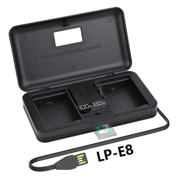 CITYORK LP-E8 LCD Multi-Functional Digital Camera Battery Charger Case for Canon EOS 550D, EOS 600D, EOS 650D, EOS 700D, EOS Kiss X4, X5, X6i, EOS Rebel T2i, EOS Rebel T3i, EOS Rebel T4i, Rebel T5i