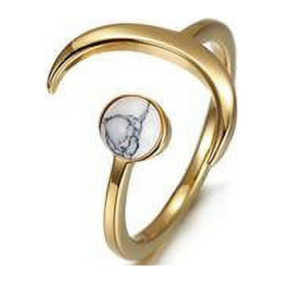 CIUNOFOR Gold Rings for Women White Marble Moon Rings