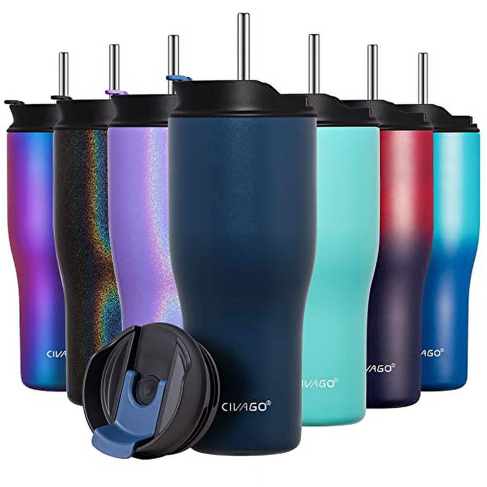 CIVAGO 30 oz Tumbler with Straw and Lid (2-IN-1 Lid), Stainless Steel Insulated Vacuum Coffee Tumbler Cup, Double Wall Leakproof Travel Mug, Navy Blue CIVAGO 30 oz Tumbler with Straw and Lid (2-IN-1 Lid), Stainless Steel Insulated Vacuum Coffee Tumbler Cup, Double Wall Leakproof Travel Mug, Navy Blue