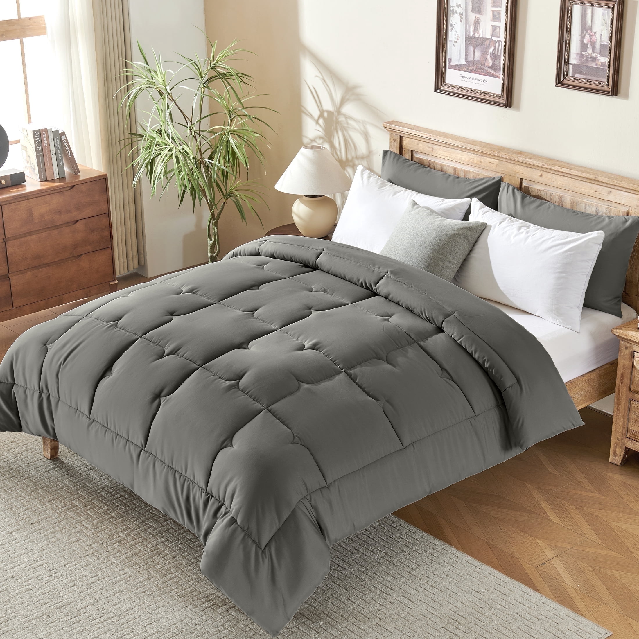 CIVETET 3-Piece Queen Comforter Set, Luxury Bed Linen - All-Season Down Alternative Bedding Bundle with 2 Pillow Shams, Premium Soft Bedding Set Machine Washable