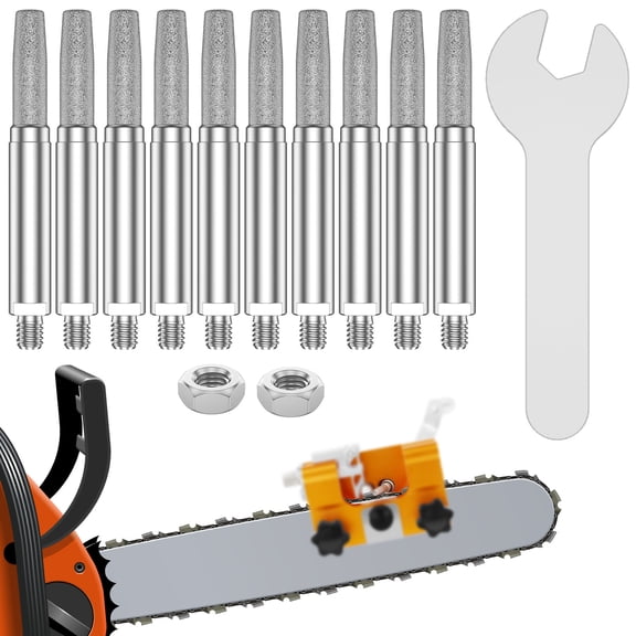 CIVG 10pcs Chainsaw Sharpening Bits Tungsten Carbide Diamond Chainsaw Sharpener High Hardness Burr Grinding Stone Chainsaw Sharpening Kit for 8-22 Inch Chain Saw Stone Jewelry Wood