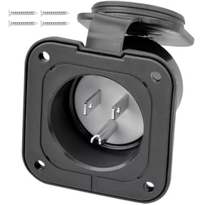 CIVG 15 Amp Flanged Inlet 125V - Shore Power Inlet Plug NEMA 5-15 RV Power Inlet with Waterproof Cover for RV Marine Boat, 2 Pole 3-Wire