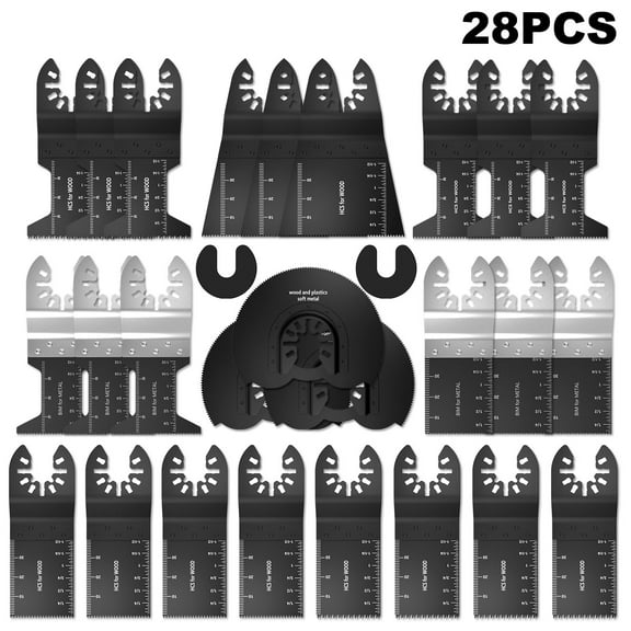 CIVG 28pcs Oscillating saw Blades Multitool Oscillating Saw Blade Carbide Teeth of Fast Saw for Wood for Cutting Wood Metal and Hard Materials