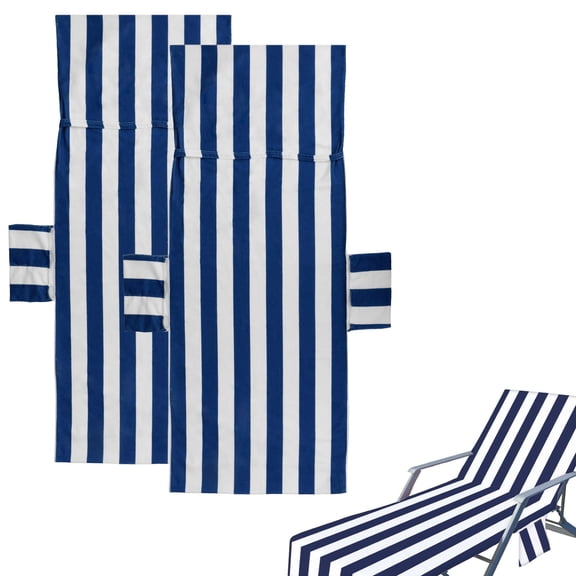 CIVG 2pcs Beach Lounge Chair Towel Covers 82.6x28.7inch Microfiber Lounger Chair Covers with Magic Tape Super Absorbent Sunbed Lounger Beach Towel Portable Chair Towel Cover for Pool Travel