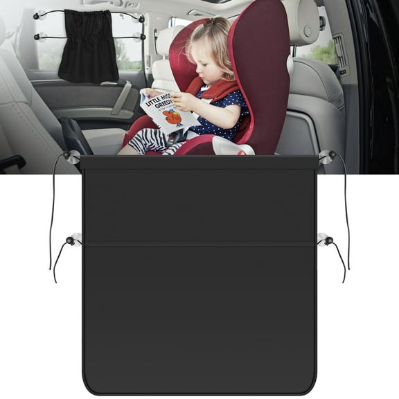 CIVG 2pcs Car Window Shade Universal Car Sunshade Curtain Lightweight Automotive Side Window Privacy Curtain with 8 Suction Cups Washable Light Blocking Window Curtain for Kids Cars (Black)