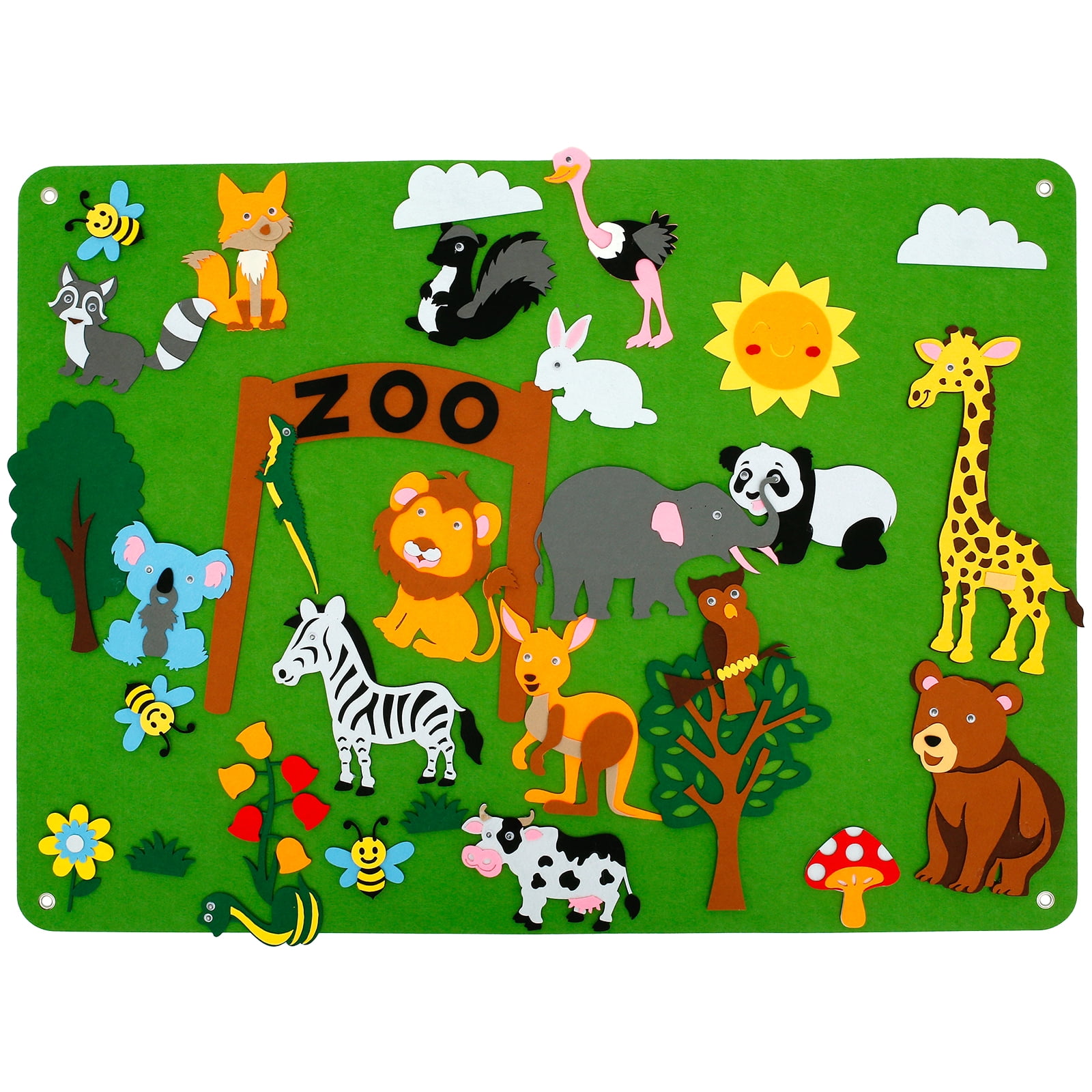 Qenwkxz 3.5ft Children Teaching Felt Board Farm Animals Story Set Early