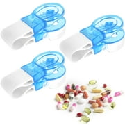 CIVG 4pcs Portable Pill Taker Reusable Pill Taker Remover with Pill Box Pill Out Tool Pills Blister Pack Opener Pill Taker Household Gadgets for Seniors the Disab (Blue White )