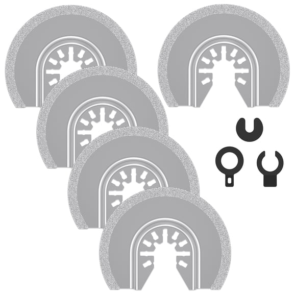 CIVG 5pcs Diamond Semi Circle Saw Blade Multifunctional Semicircle Segment Swing Saw Blade Semi Circle Grit Grout Removal Saw Blade Oscillating Grinding Tool Blade for Grit Grout Mortar