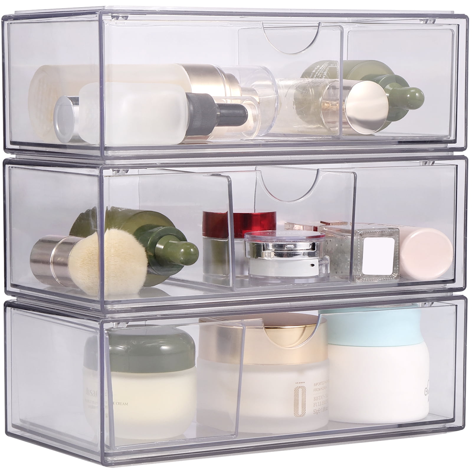 CIVG Makeup Organizer with Drawers 3 Layer Cosmetic Display Case with ...