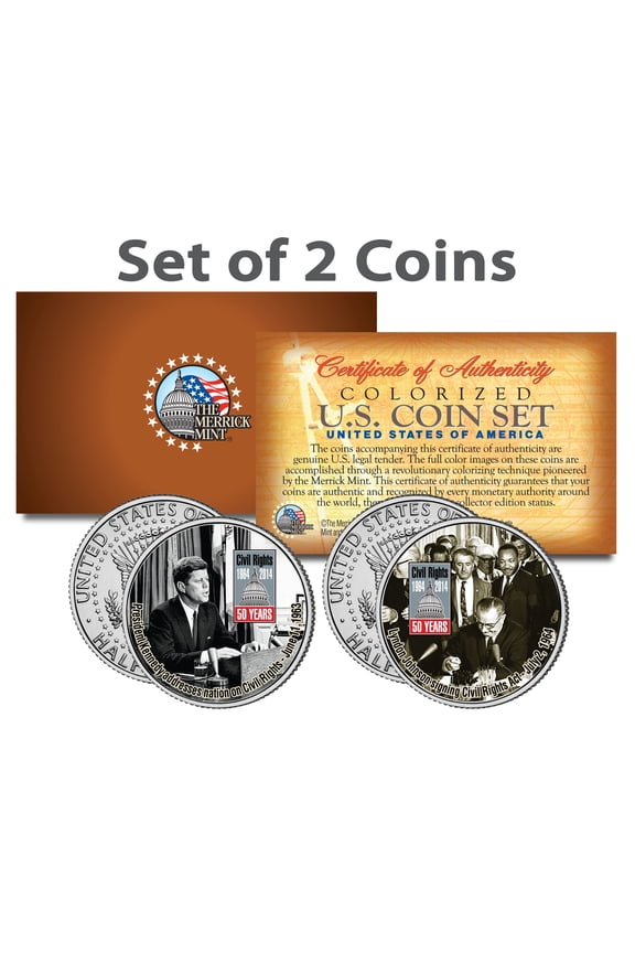 CIVIL RIGHTS ACT OF 1964 *50th Anniversary JFK Kennedy Half Dollar US 2-Coin Set