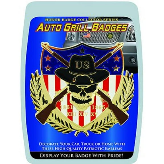 CIVIL WAR, Cross Rifle - Polished Finish, Weatherproof Car Auto Grill Badge - 3.25"