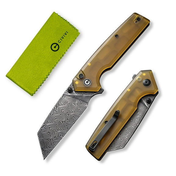 CIVIVI Amirite Pocket Folding Knife with 3.48" Damascus Button Lock Knife C23028-DS1
