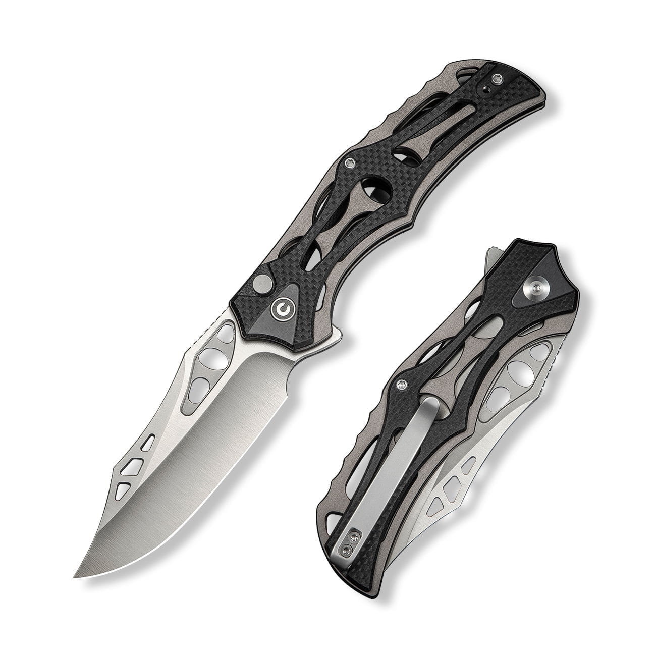 CIVIVI Biophase Pocket Folding Knife with 3.48" Nitro-V Blade, Gray Aluminum With Black Coarse G10 Handle C23083C-3