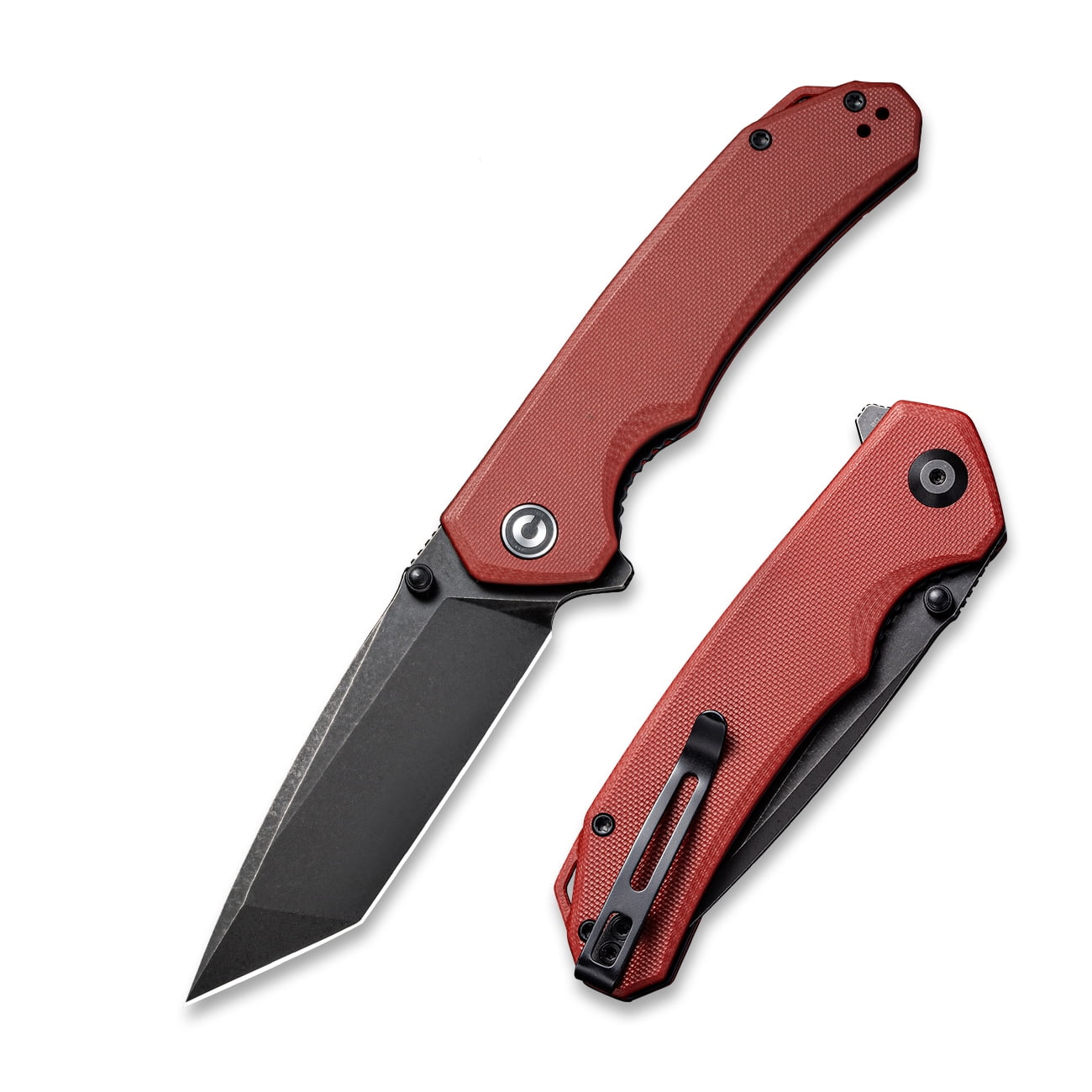 CIVIVI Brazen Folding Pocket Knife, 3.46" Tanto D2 Blade, Burgundy G10 Outdoor Camping Hiking Knife with Thumb Studs and Flipper opener, Gift for EDC Men Women C2023B
