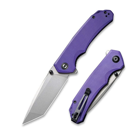 CIVIVI Brazen Folding Pocket Knife 3.5-Inch Tanto D2 Plain Blade G10 Flipper opener C2023A (Purple)